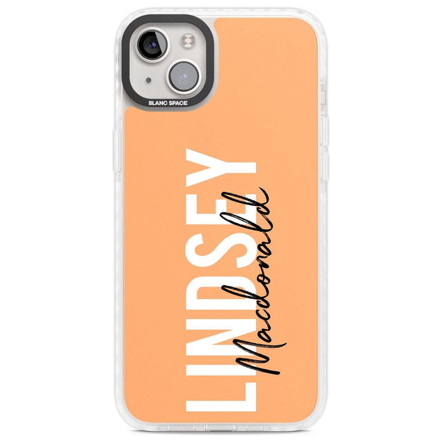 Personalised Bold Name: Peach Custom Phone Case iPhone 14 Plus / Impact Case Blanc Space
