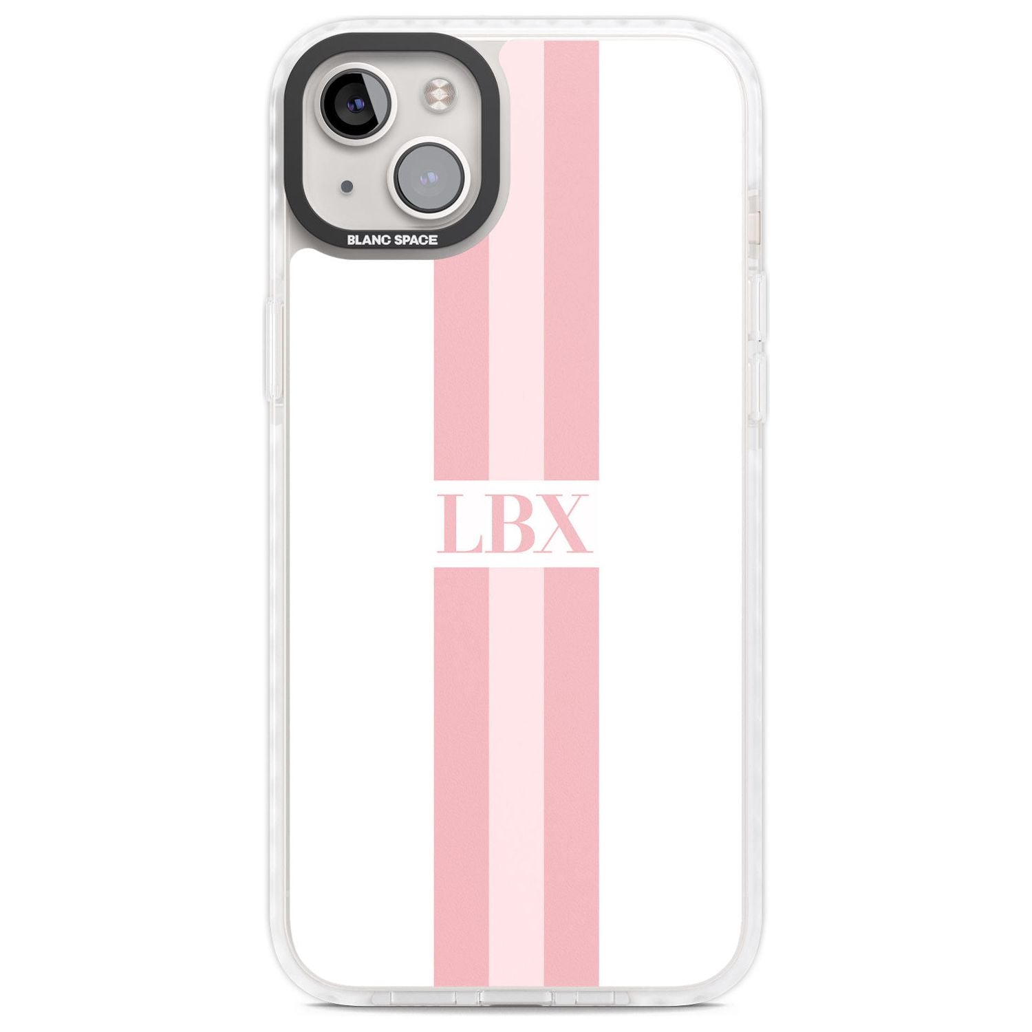 Personalised Minimal Pink Stripes Custom Phone Case iPhone 14 Plus / Impact Case Blanc Space
