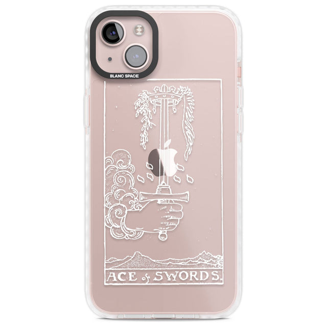 Personalised Ace of Swords Tarot Card - White Transparent Custom Phone Case iPhone 14 Plus / Impact Case Blanc Space