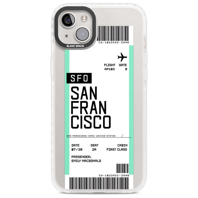 Personalised San Francisco Boarding Pass Custom Phone Case iPhone 14 Plus / Impact Case Blanc Space