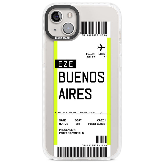 Personalised Buenos Aires Boarding Pass Custom Phone Case iPhone 14 Plus / Impact Case Blanc Space
