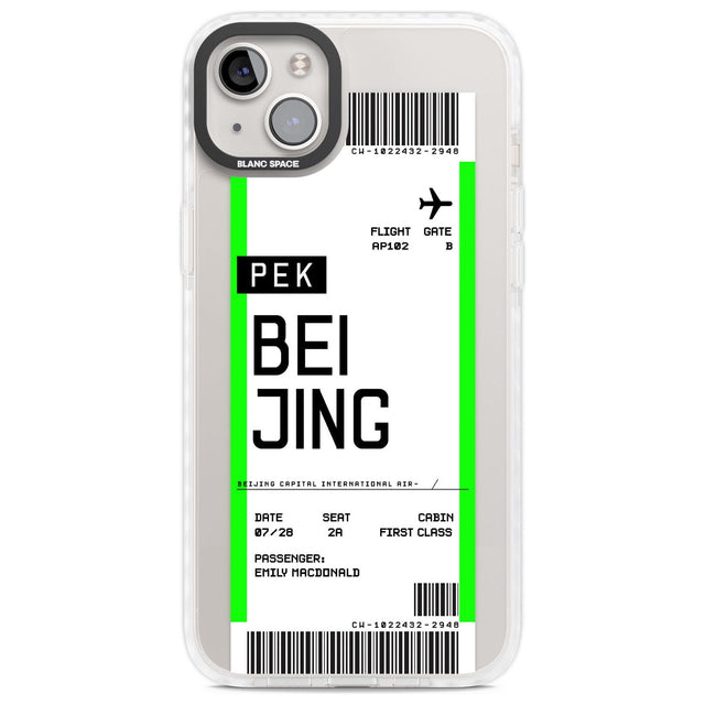 Personalised Beijing Boarding Pass Custom Phone Case iPhone 14 Plus / Impact Case Blanc Space