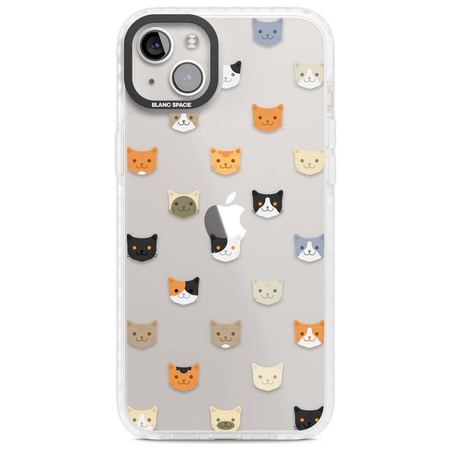 Cute Cat Face Transparent Phone Case iPhone 14 Plus / Impact Case Blanc Space