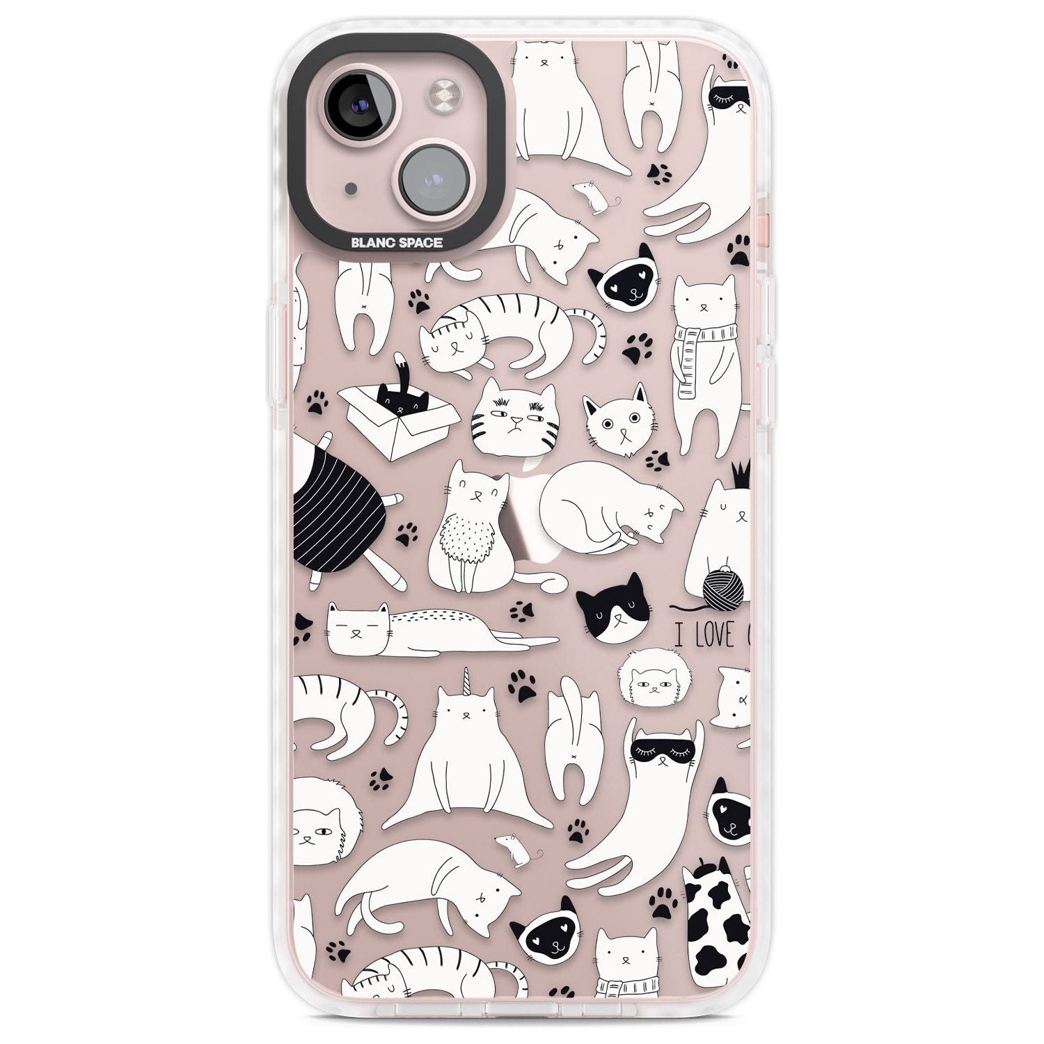 Cartoon Cat Collage - Black & White Phone Case iPhone 14 Plus / Impact Case Blanc Space