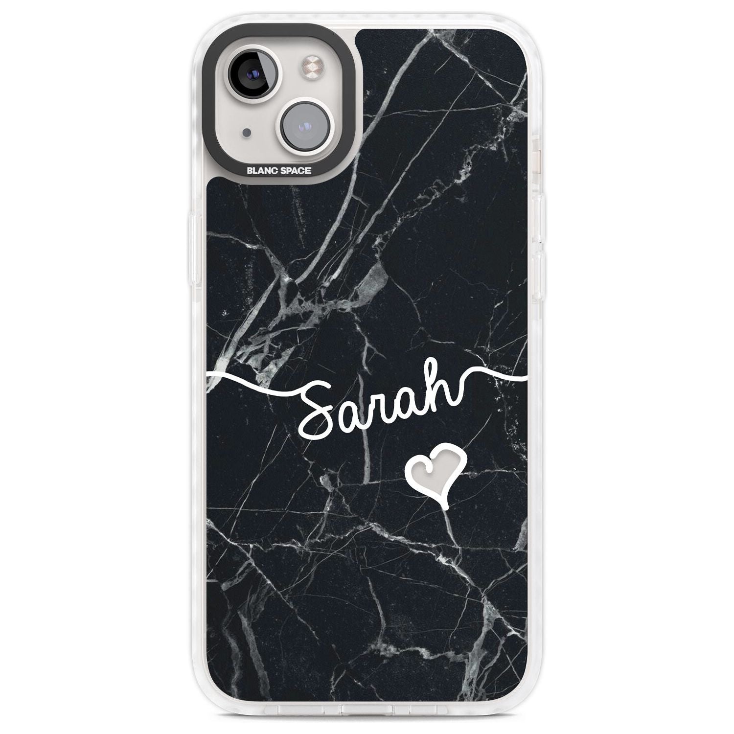Black Marble Custom Phone Case iPhone 14 Plus / Impact Case Blanc Space
