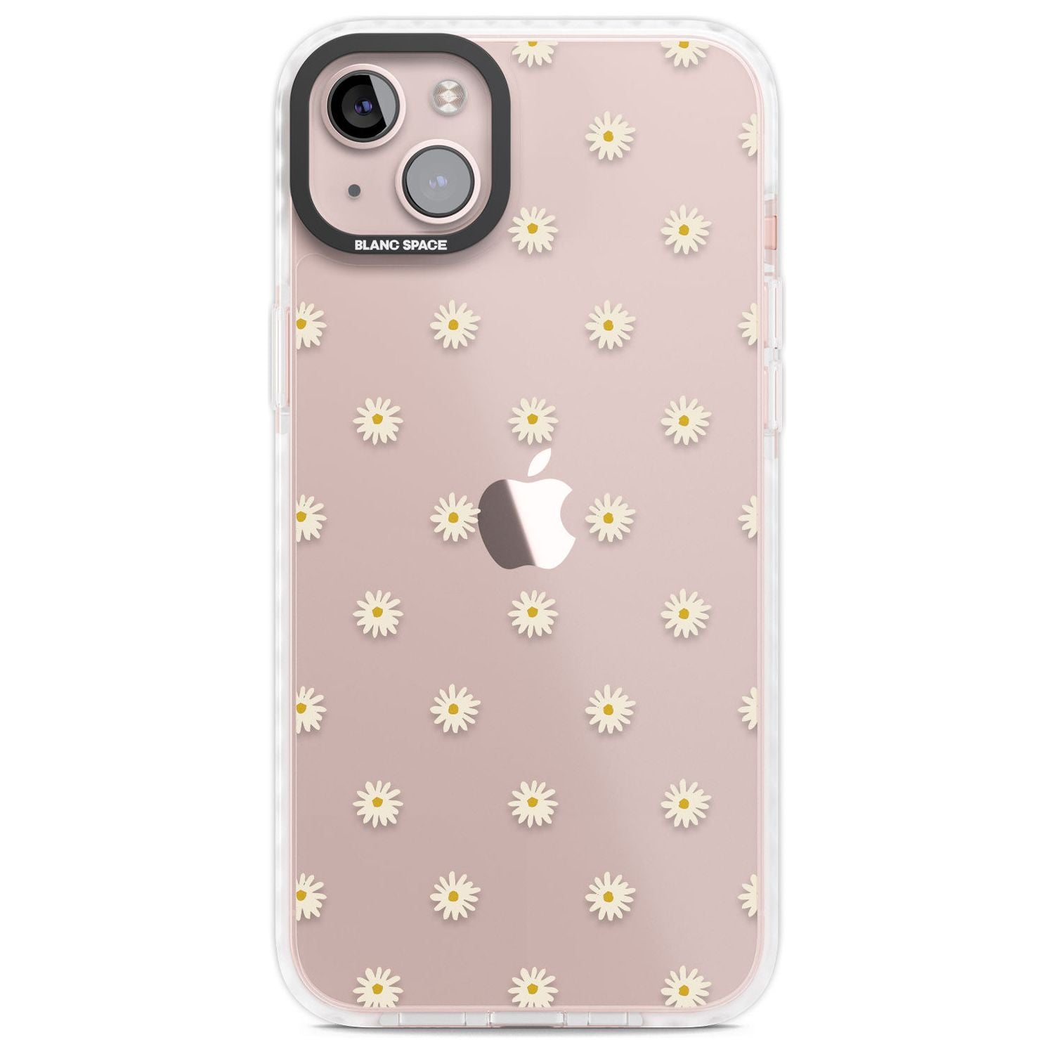 Daisy Pattern Transparent Cute Floral Phone Case iPhone 14 Plus / Impact Case Blanc Space