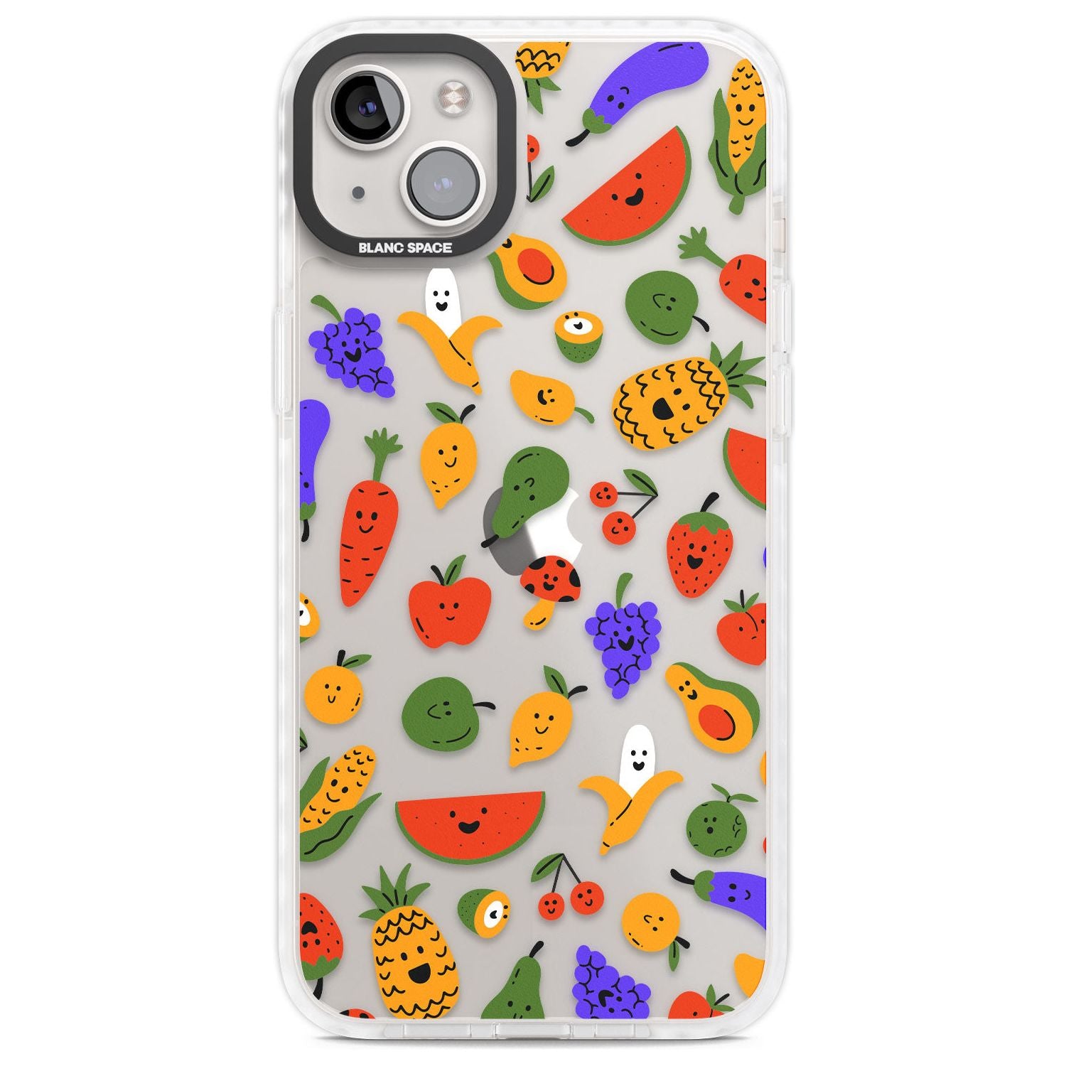 Mixed Kawaii Food Icons - Clear Phone Case iPhone 14 Plus / Impact Case Blanc Space