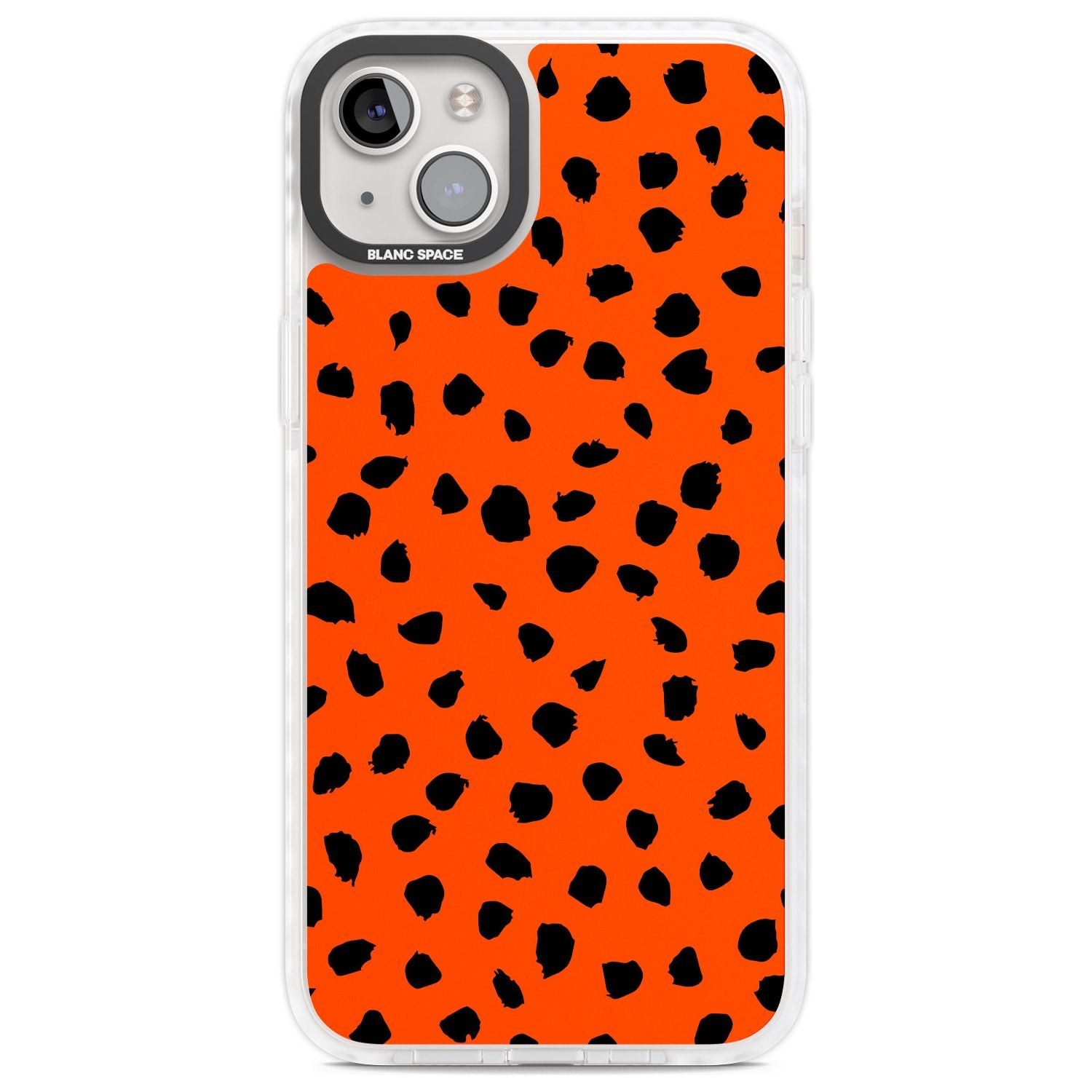 Black & Bright Red Dalmatian Polka Dot Spots Phone Case iPhone 14 Plus / Impact Case Blanc Space