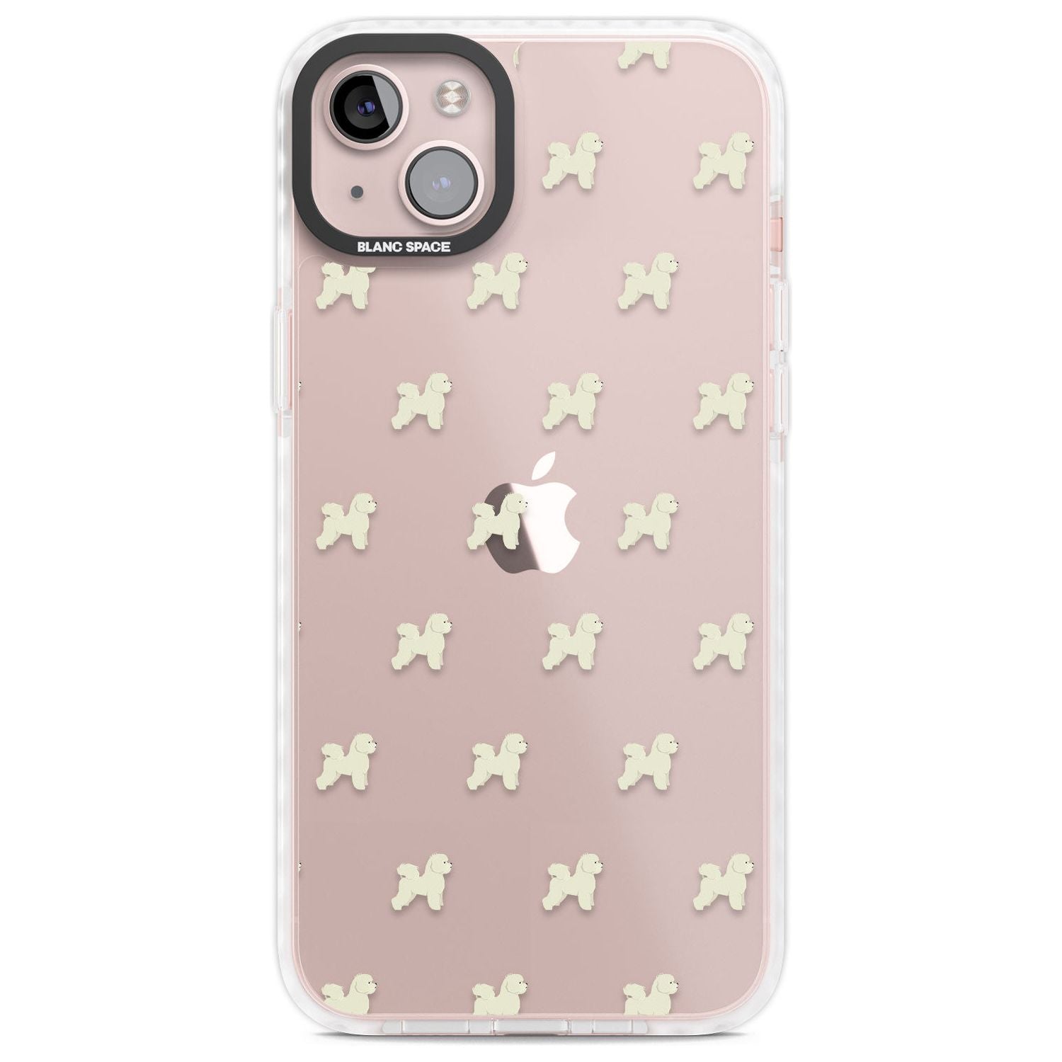 Bichon Frise Dog Pattern Clear Phone Case iPhone 14 Plus / Impact Case Blanc Space