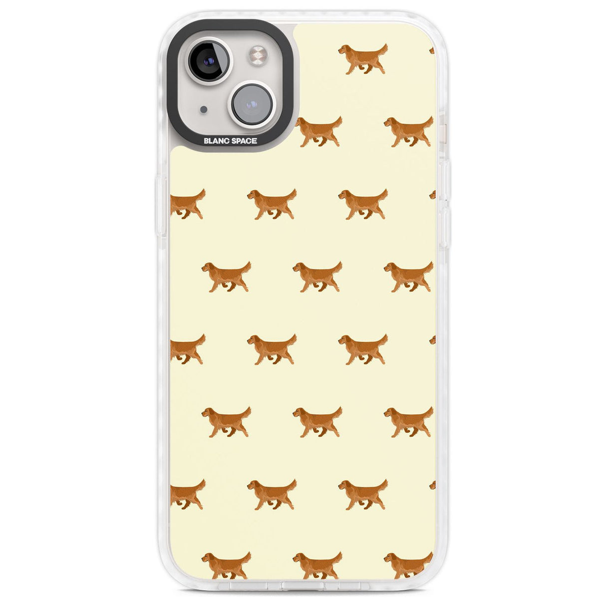Golden Retriever Dog Pattern Phone Case iPhone 14 Plus / Impact Case Blanc Space