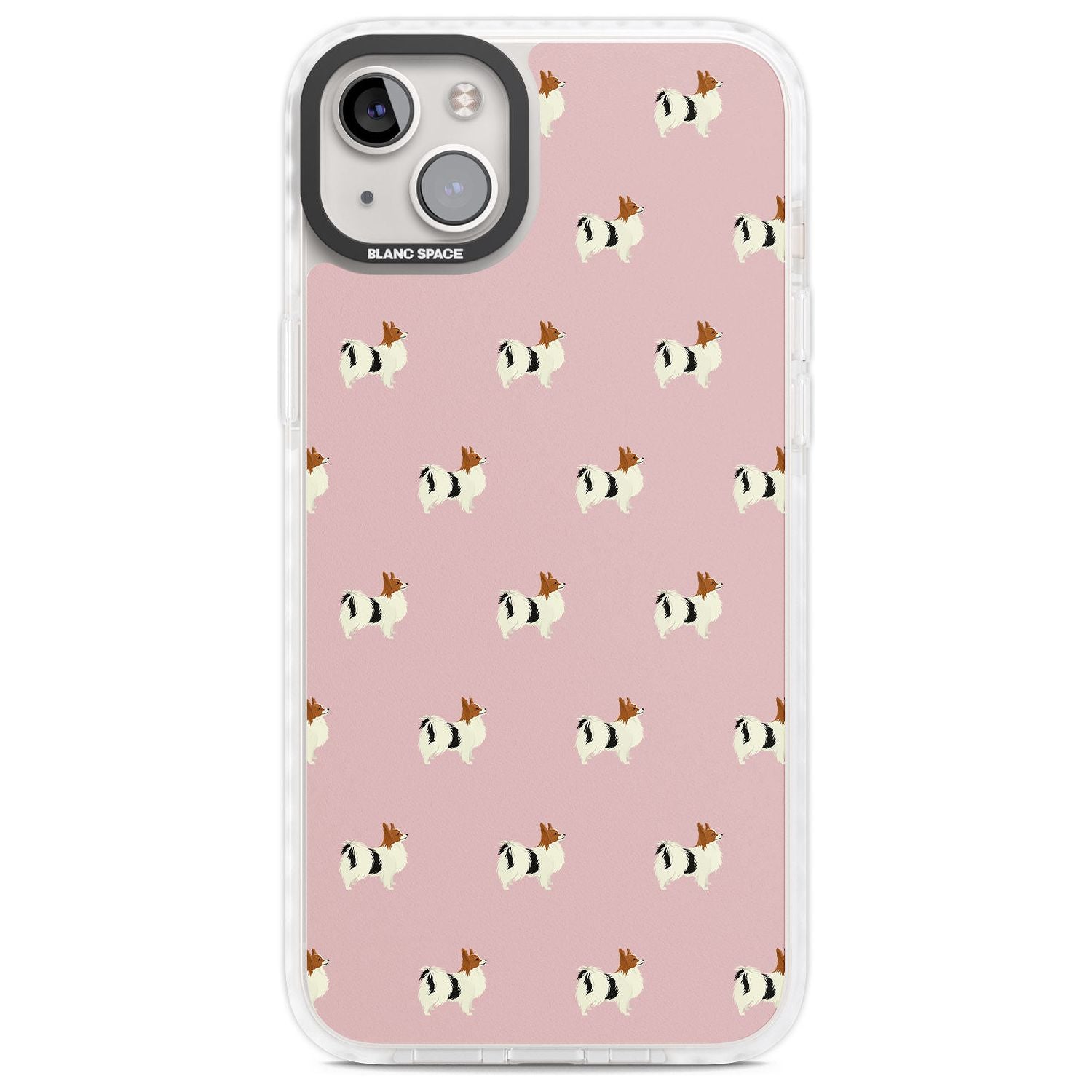 Papillon Dog Pattern Phone Case iPhone 14 Plus / Impact Case Blanc Space