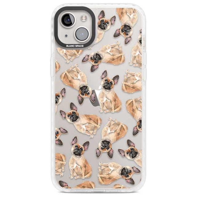 French Bulldog Watercolour Dog Pattern Phone Case iPhone 14 Plus / Impact Case Blanc Space