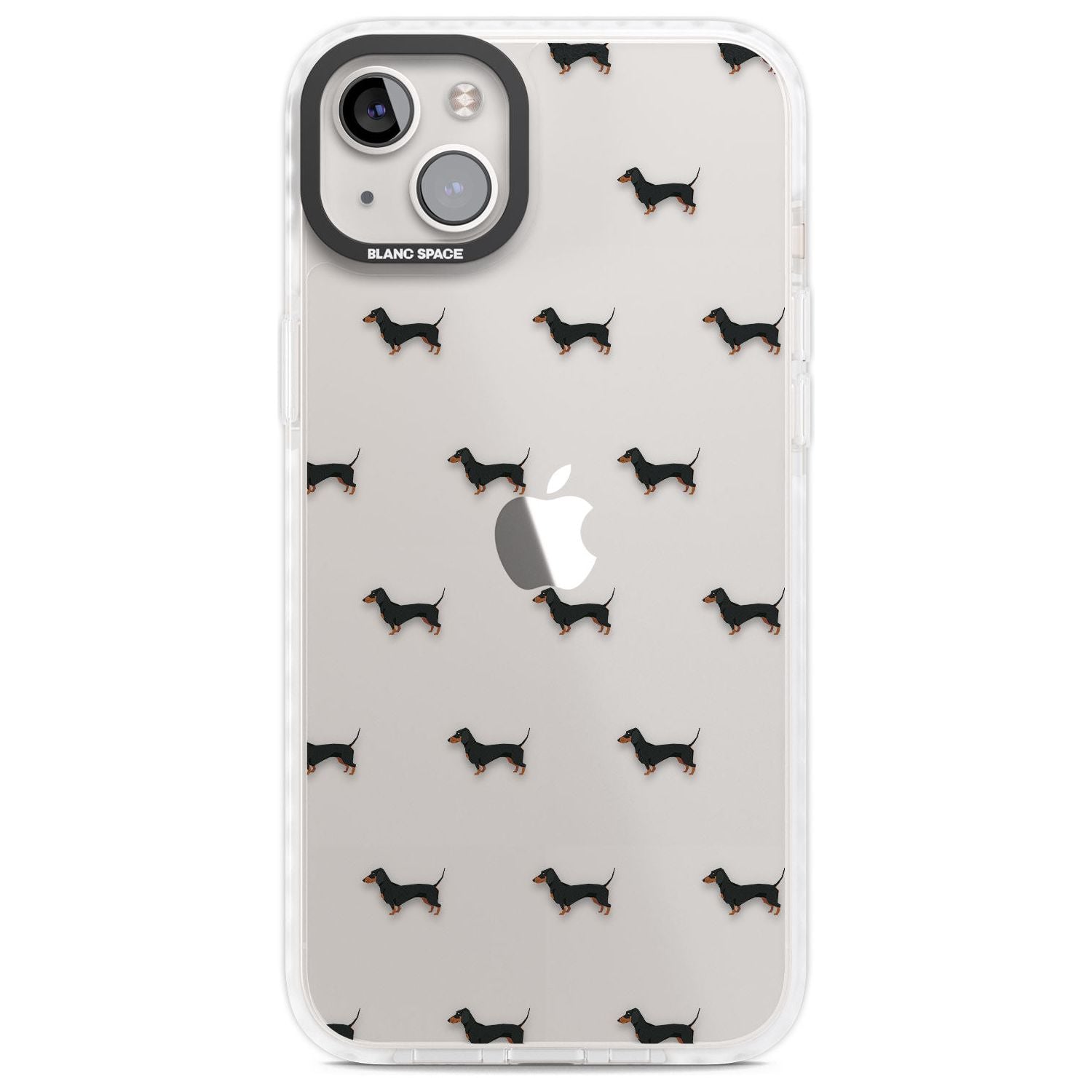 Dachshund Dog Pattern Clear Phone Case iPhone 14 Plus / Impact Case Blanc Space