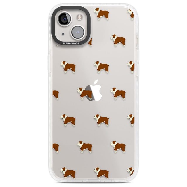English Bulldog Dog Pattern Clear Phone Case iPhone 14 Plus / Impact Case Blanc Space