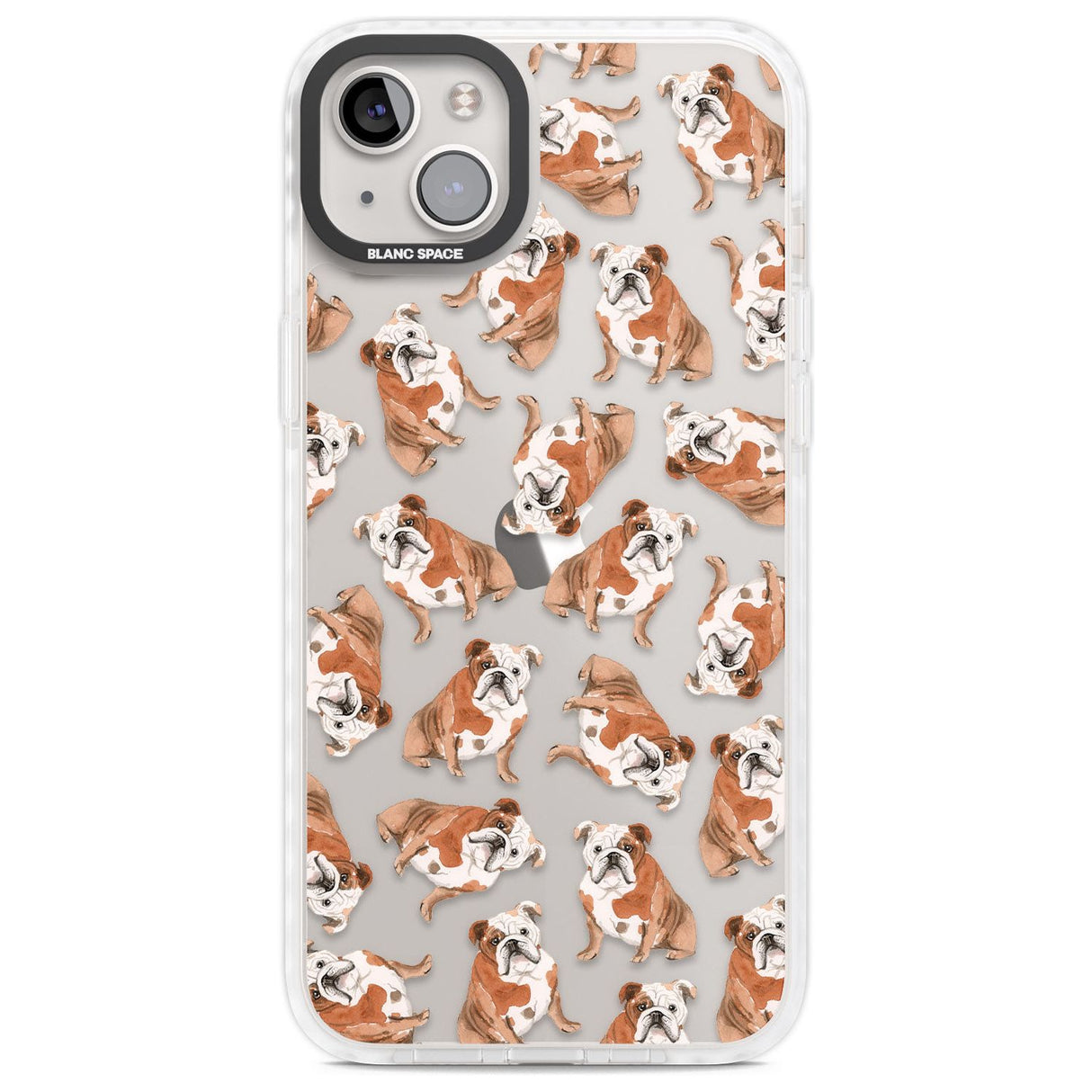 English Bulldog Watercolour Dog Pattern Phone Case iPhone 14 Plus / Impact Case Blanc Space