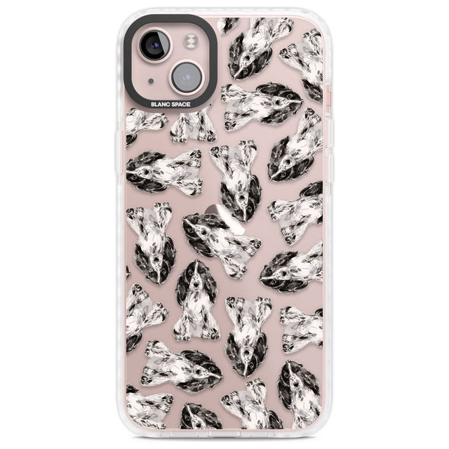 Cocker Spaniel (Black) Watercolour Dog Pattern Phone Case iPhone 14 Plus / Impact Case Blanc Space