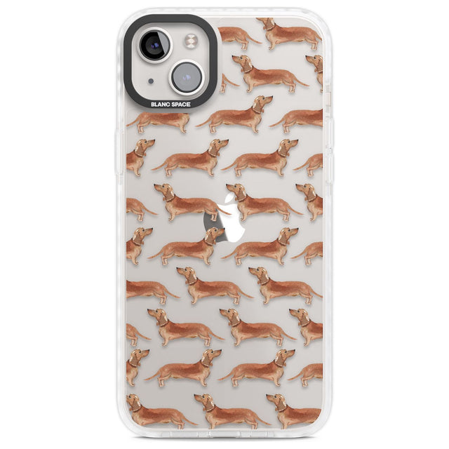 Dachshund (Red) Watercolour Dog Pattern Phone Case iPhone 14 Plus / Impact Case Blanc Space