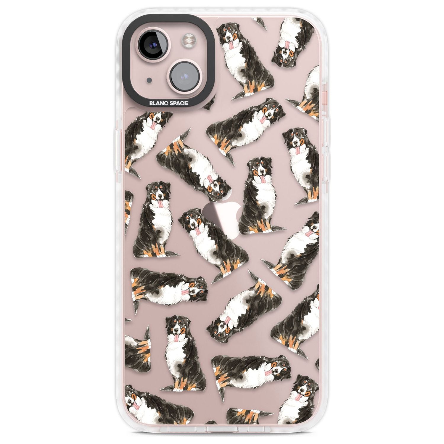 Bernese Mountain Dog Watercolour Dog Pattern Phone Case iPhone 14 Plus / Impact Case Blanc Space