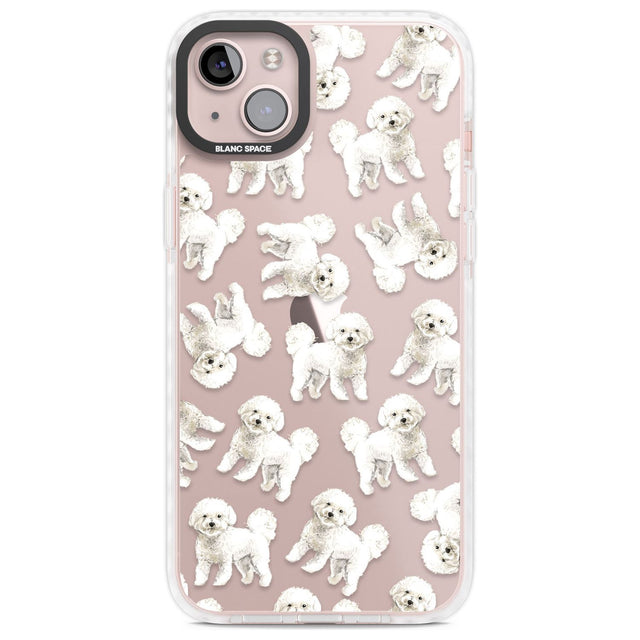 Bichon Frise Watercolour Dog Pattern Phone Case iPhone 14 Plus / Impact Case Blanc Space