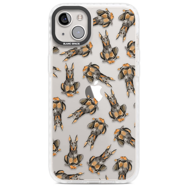 Doberman Watercolour Dog Pattern Phone Case iPhone 14 Plus / Impact Case Blanc Space