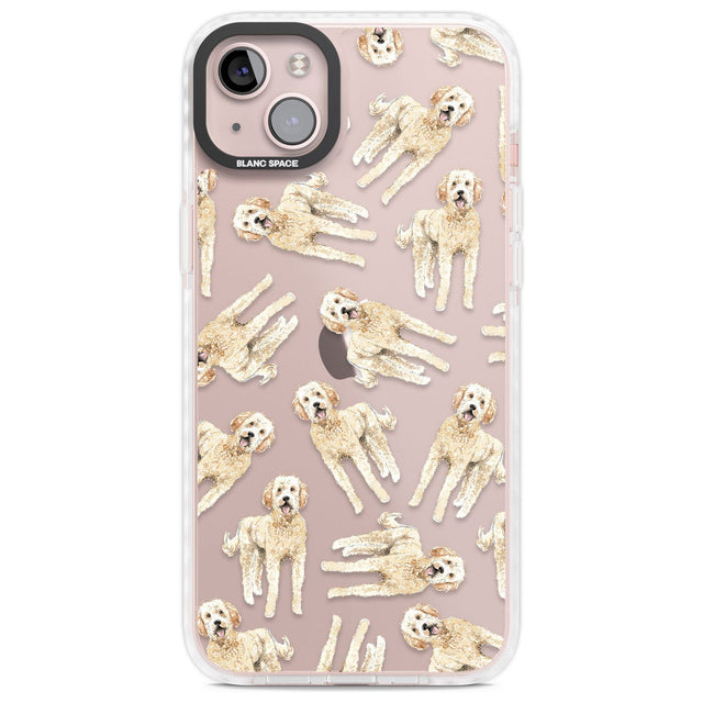 Goldendoodle Watercolour Dog Pattern Phone Case iPhone 14 Plus / Impact Case Blanc Space