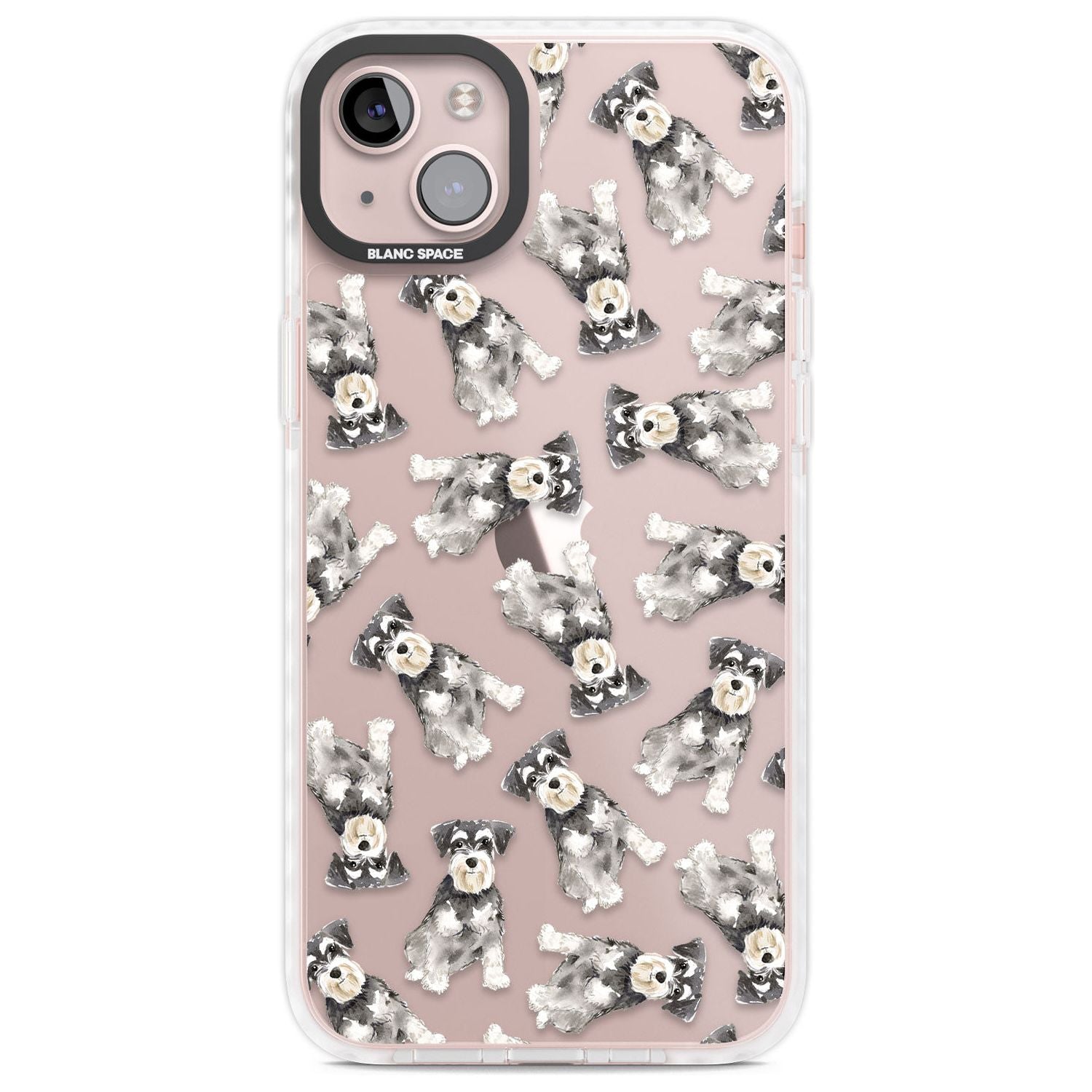Miniature Schnauzer Watercolour Dog Pattern Phone Case iPhone 14 Plus / Impact Case Blanc Space