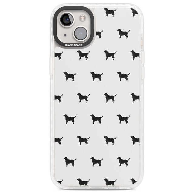 Black Labrador Dog Pattern Phone Case iPhone 14 Plus / Impact Case Blanc Space