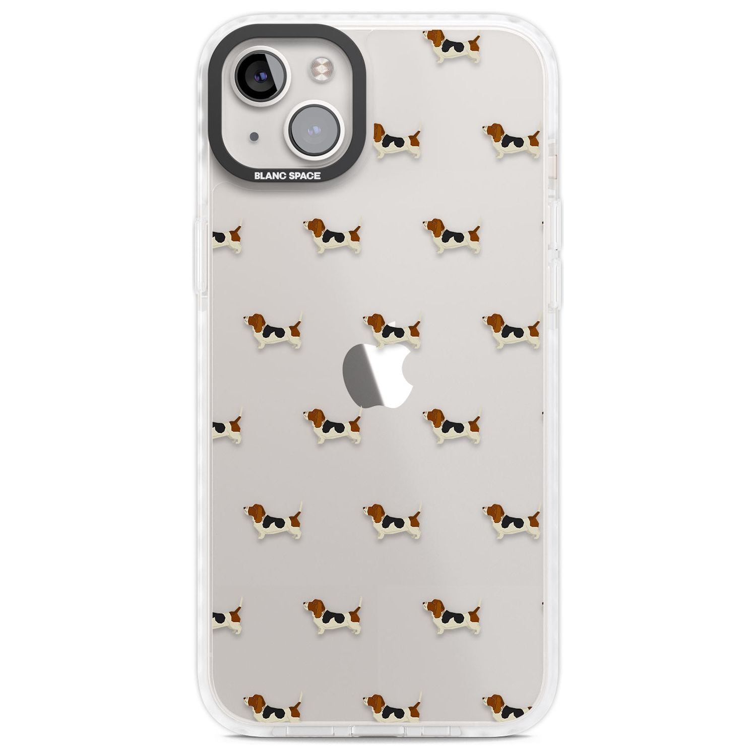 Basset Hound Dog Pattern Clear Phone Case iPhone 14 Plus / Impact Case Blanc Space