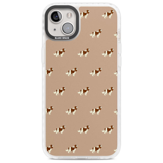 Cavalier King Charles Spaniel Pattern Phone Case iPhone 14 Plus / Impact Case Blanc Space