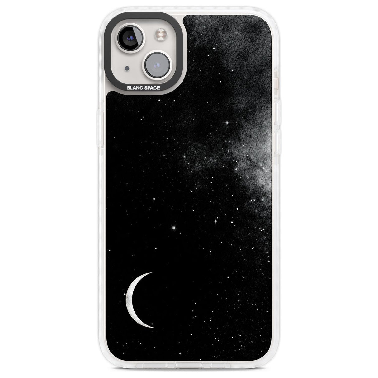 Night Sky Galaxies: Crescent Moon Phone Case iPhone 14 Plus / Impact Case Blanc Space