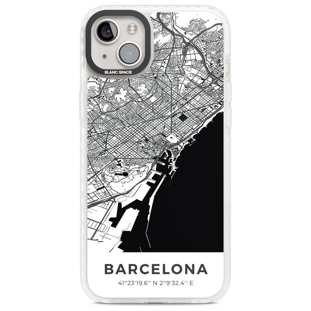 Map of Barcelona, Spain Phone Case iPhone 14 Plus / Impact Case Blanc Space