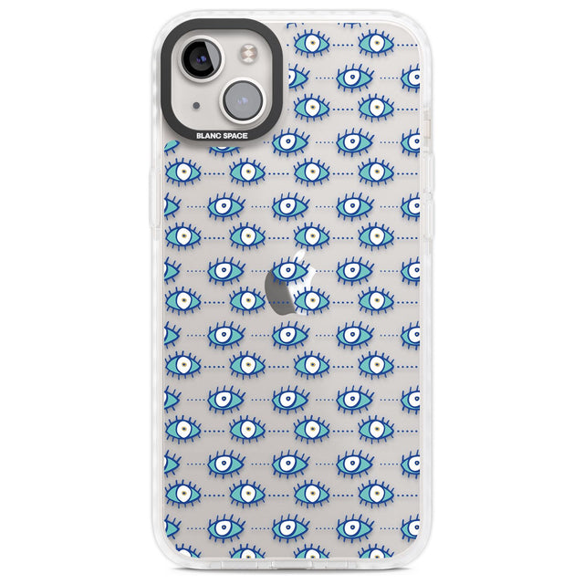 Crazy Eyes (Clear) Psychedelic Eyes Pattern Phone Case iPhone 14 Plus / Impact Case Blanc Space
