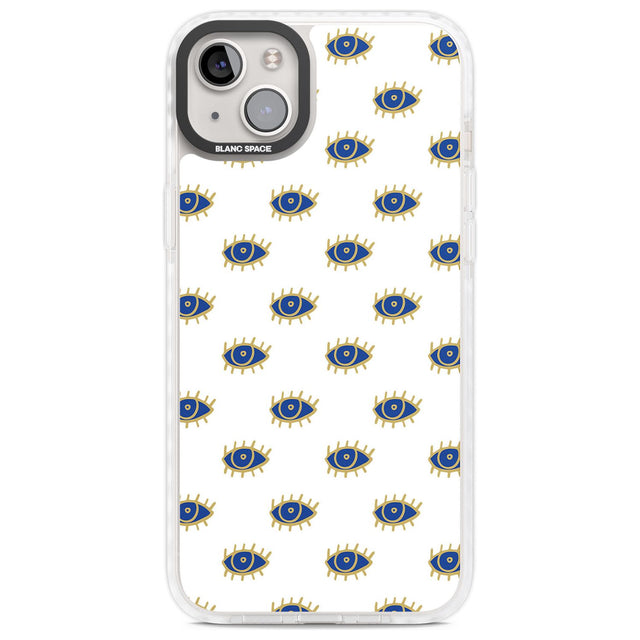 Gold Eyes Psychedelic Eyes Pattern Phone Case iPhone 14 Plus / Impact Case Blanc Space