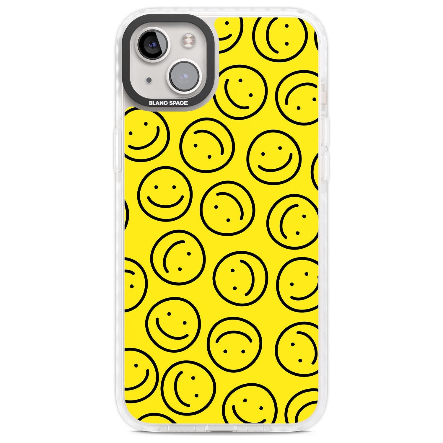 Happy Face Pattern Phone Case iPhone 14 Plus / Impact Case Blanc Space