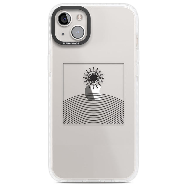 Framed Linework: Rising Sun Phone Case iPhone 14 Plus / Impact Case Blanc Space