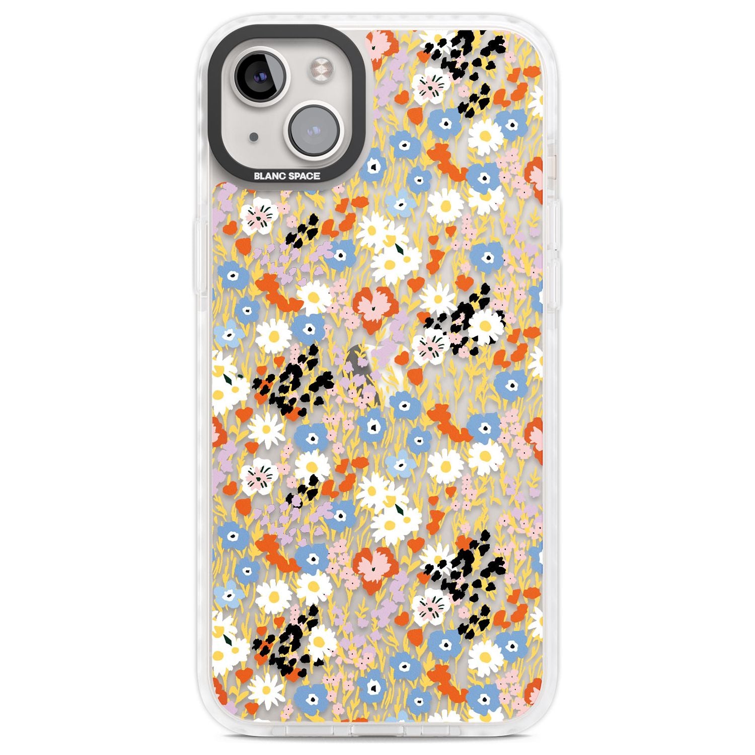 Busy Floral Mix: Transparent Phone Case iPhone 14 Plus / Impact Case Blanc Space