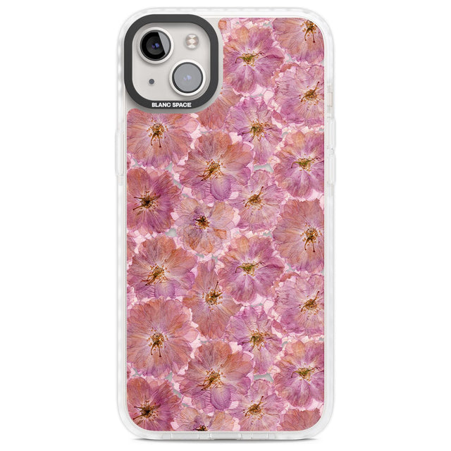 Large Pink Flowers Transparent Design Phone Case iPhone 14 Plus / Impact Case Blanc Space