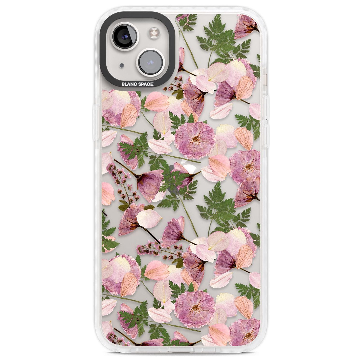 Leafy Floral Pattern Transparent Design Phone Case iPhone 14 Plus / Impact Case Blanc Space