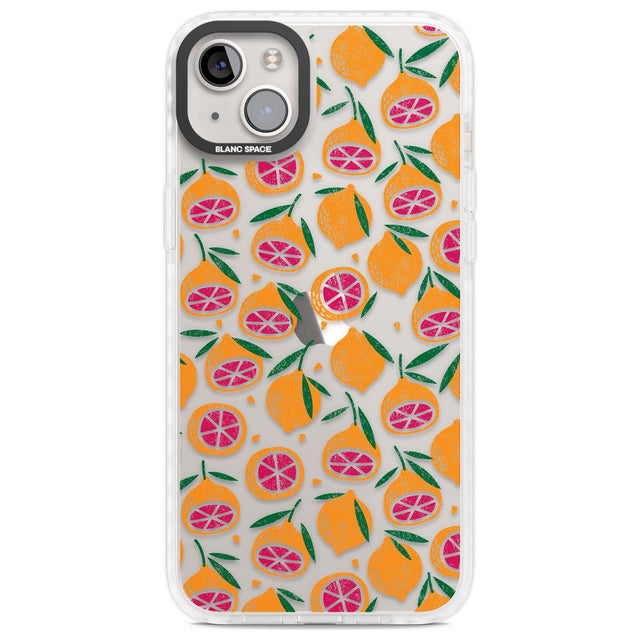 Blood Orange Fruit Pattern Transparent Phone Case iPhone 14 Plus / Impact Case Blanc Space