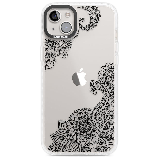 Black Henna Botanicals Phone Case iPhone 14 Plus / Impact Case Blanc Space