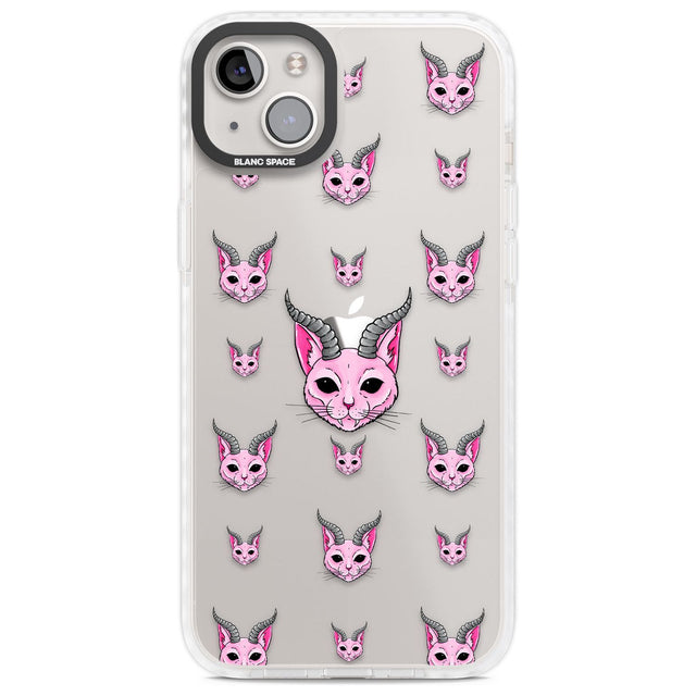 Demon Cat Pattern Phone Case iPhone 14 Plus / Impact Case Blanc Space