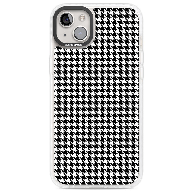 Black Houndstooth Pattern Phone Case iPhone 14 Plus / Impact Case Blanc Space