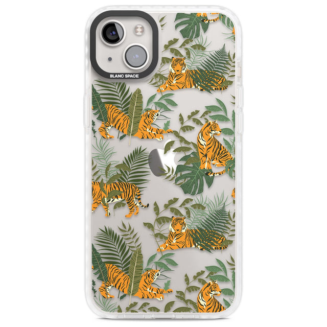 ClearTiger & Fern Jungle Cat Pattern Phone Case iPhone 14 Plus / Impact Case Blanc Space