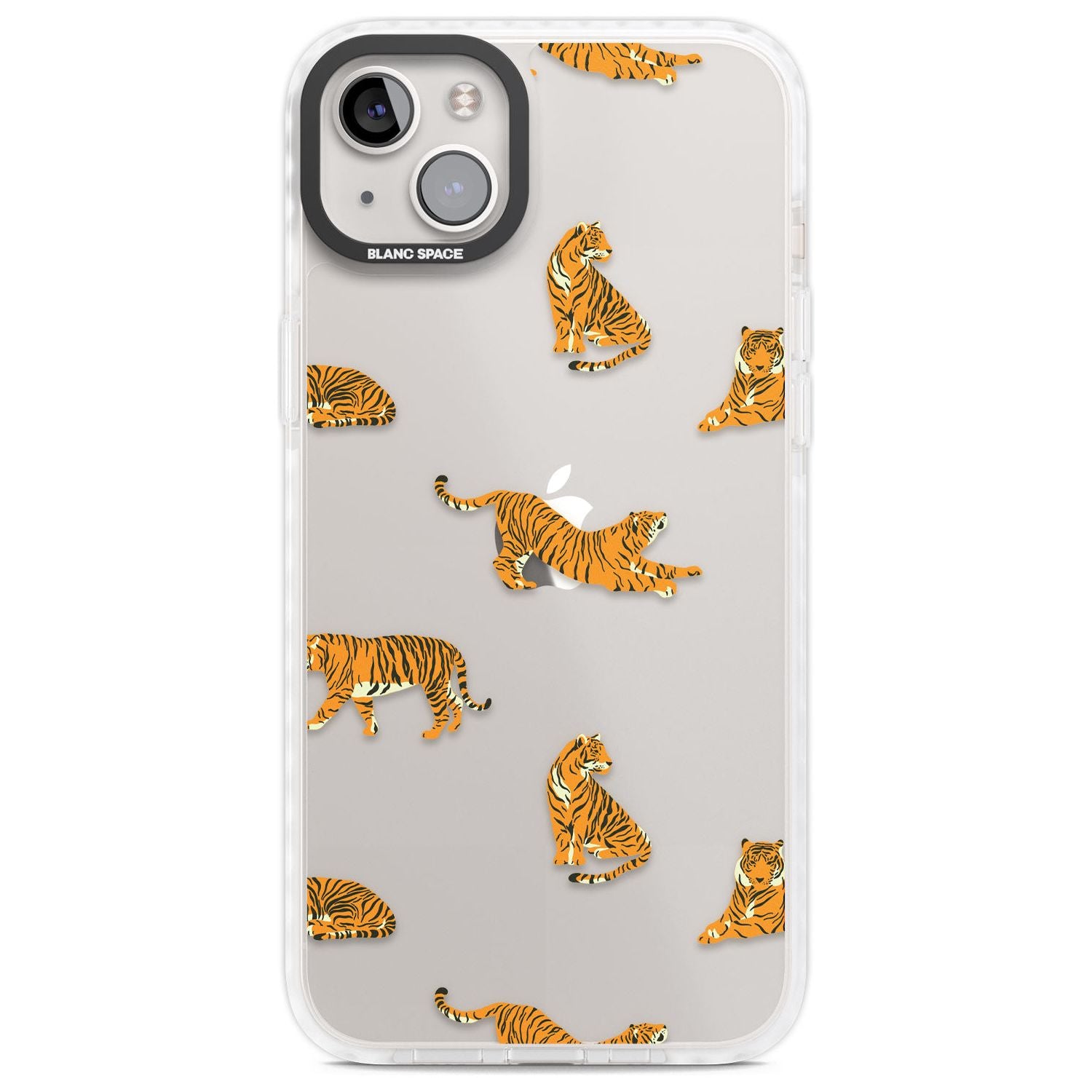 Clear Tiger Jungle Cat Pattern Phone Case iPhone 14 Plus / Impact Case Blanc Space