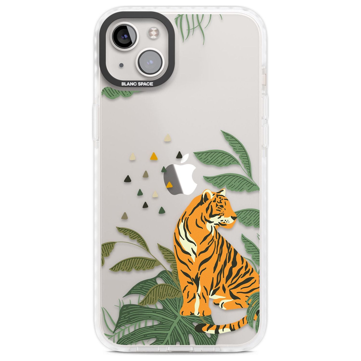 Large Tiger Clear Jungle Cat Pattern Phone Case iPhone 14 Plus / Impact Case Blanc Space