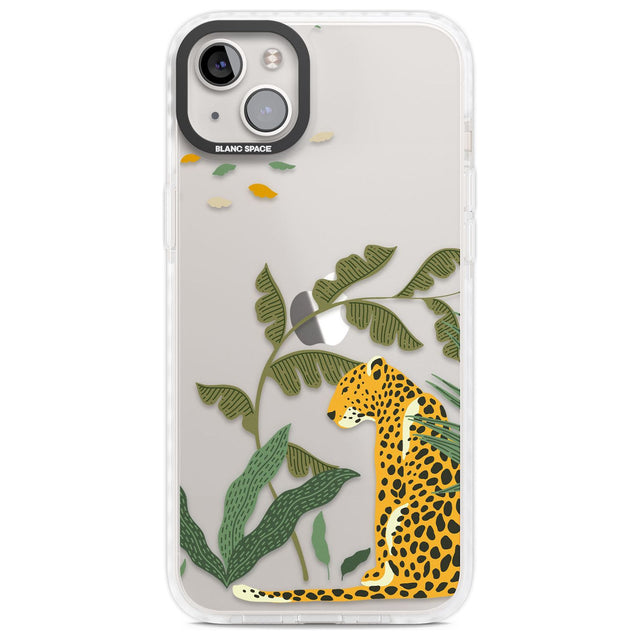 Large Jaguar Clear Jungle Cat Pattern Phone Case iPhone 14 Plus / Impact Case Blanc Space