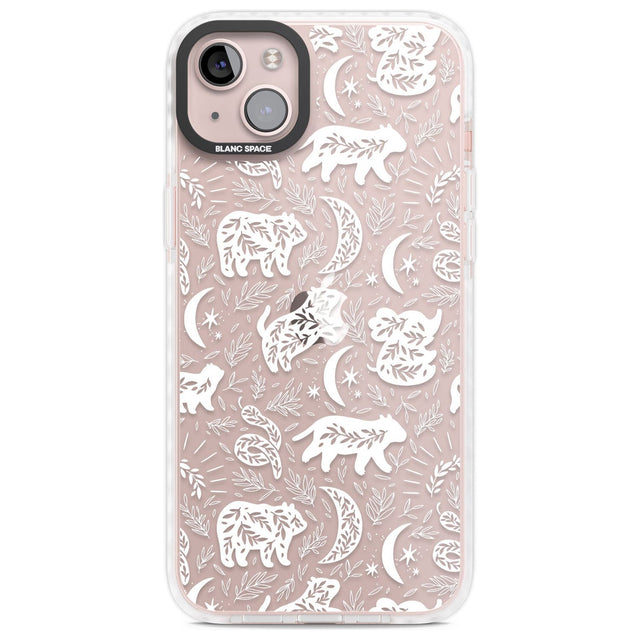 Forest Animal Silhouettes: White/Clear Phone Case iPhone 14 Plus / Impact Case Blanc Space