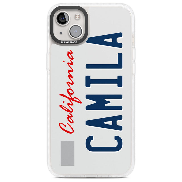 California License Plate Custom Phone Case iPhone 14 Plus / Impact Case Blanc Space