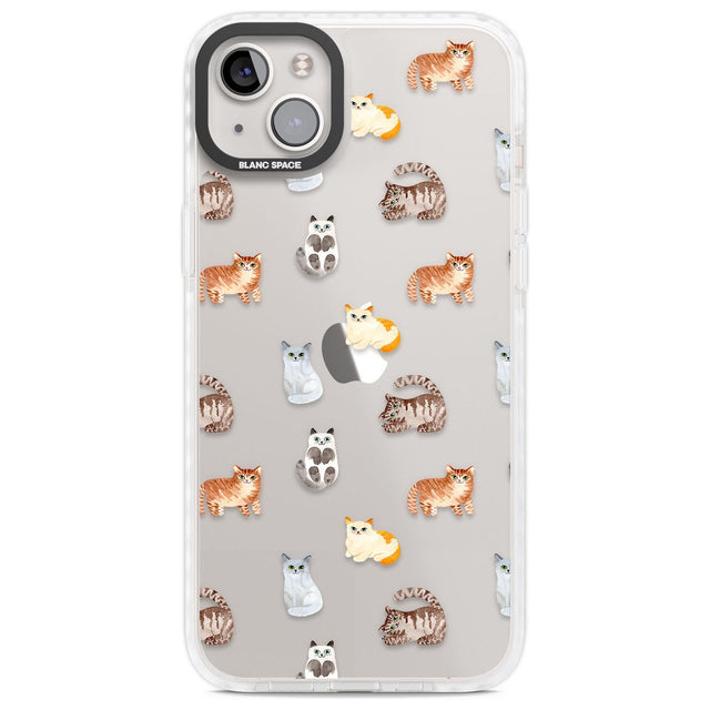 Cute Cat Pattern - Clear Phone Case iPhone 14 Plus / Impact Case Blanc Space