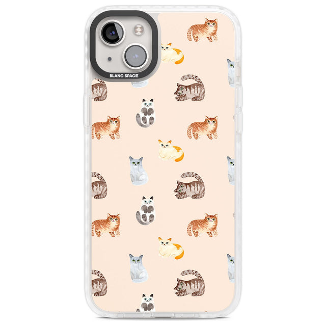 Cute Cat Pattern Phone Case iPhone 14 Plus / Impact Case Blanc Space